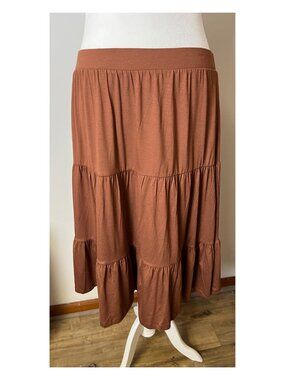 Kettlewell Tiered Midi Skirt | Cinnamon Brown | XL
